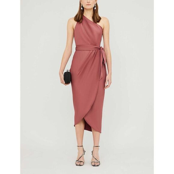 Ted Baker Women's Pink Gabie One-shoulder Satin-Crepe Midi Dress - Picture 1 of 15